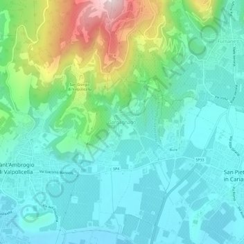 Topografische Karte Gargagnago, Höhe, Relief