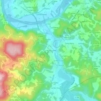 Topografische Karte La Borie Grande, Höhe, Relief