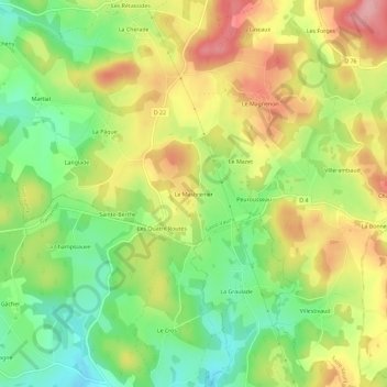 Topografische Karte Le Masbrenier, Höhe, Relief