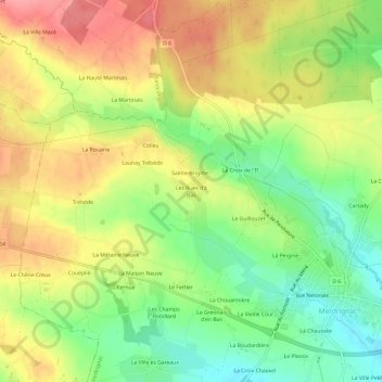 Topografische Karte Les Rues d'à Bas, Höhe, Relief