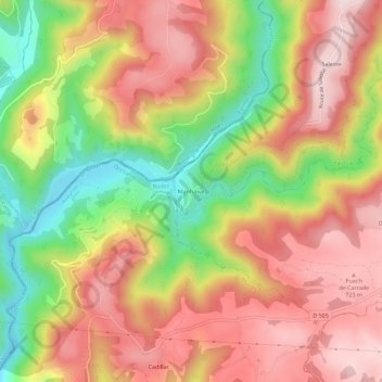 Topografische Karte Manhaval, Höhe, Relief
