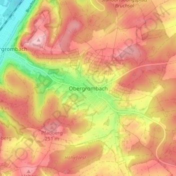 Topografische Karte Obergrombach, Höhe, Relief