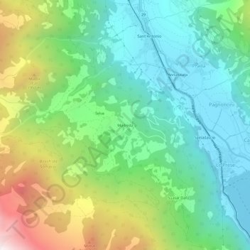 Topografische Karte Madreda, Höhe, Relief