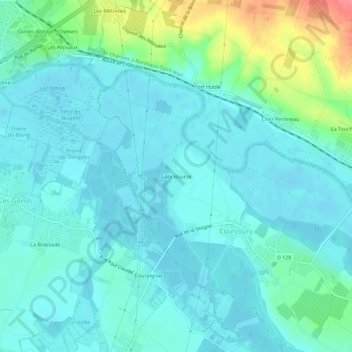 Topografische Karte Gâte Bourse, Höhe, Relief