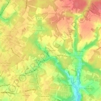 Topografische Karte Les Landes, Höhe, Relief