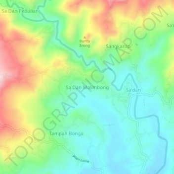 Topografische Karte Sa Dan Malimbong, Höhe, Relief