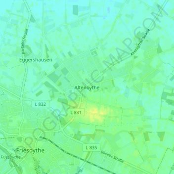 Topografische Karte Altenoythe, Höhe, Relief