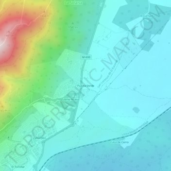 Topografische Karte Puerta Verde, Höhe, Relief