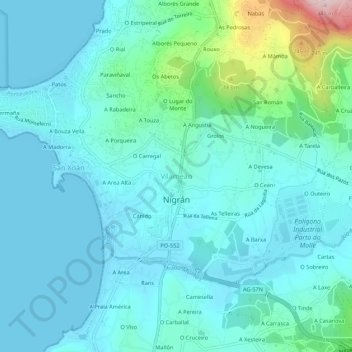 Topografische Karte Vilameán, Höhe, Relief