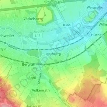 Topografische Karte Nothberg, Höhe, Relief