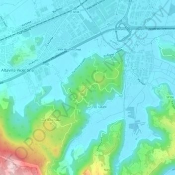 Topografische Karte Valmarana, Höhe, Relief