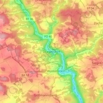 Topografische Karte Draisendorf, Höhe, Relief