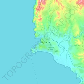 Topografische Karte Kigoma, Höhe, Relief