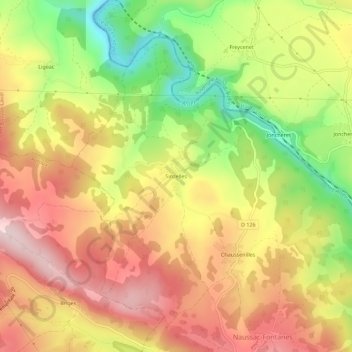 Topografische Karte Sinzelles, Höhe, Relief