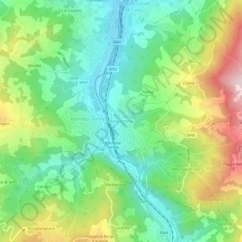 Topografische Karte Berzantina, Höhe, Relief