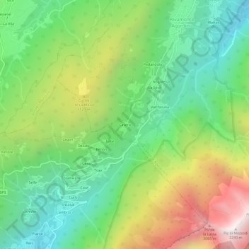 Topografische Karte Casera, Höhe, Relief