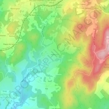 Topografische Karte Viellecour, Höhe, Relief