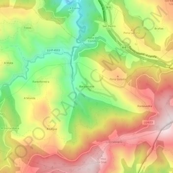 Topografische Karte Barxamaior, Höhe, Relief