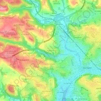 Topografische Karte Kerlézanet, Höhe, Relief