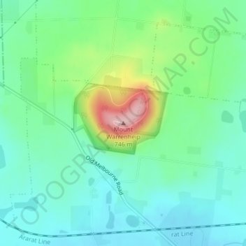 Topografische Karte Mount Warrenheip, Höhe, Relief