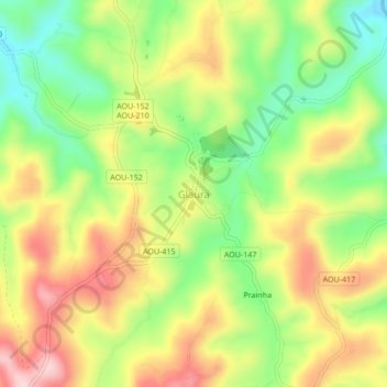 Topografische Karte Glaura, Höhe, Relief