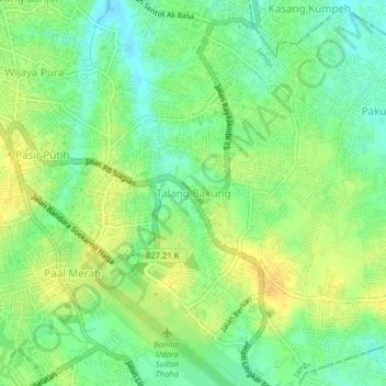 Topografische Karte Talang Bakung, Höhe, Relief
