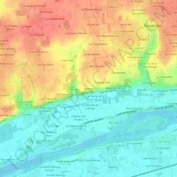 Topografische Karte Gannay, Höhe, Relief