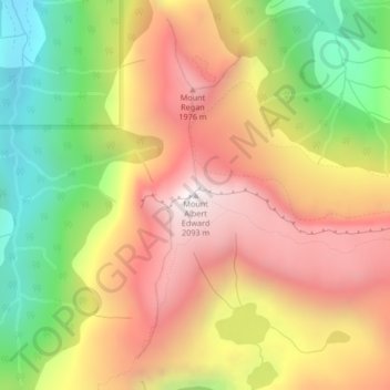 Topografische Karte Mount Albert Edward, Höhe, Relief