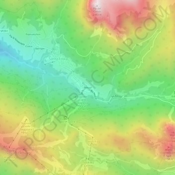Topografische Karte Pescul, Höhe, Relief