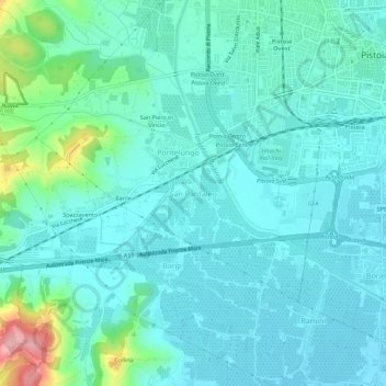 Topografische Karte San Pantaleo, Höhe, Relief