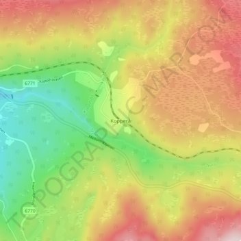 Topografische Karte Kopperå, Höhe, Relief