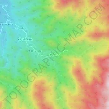 Topografische Karte Pos Lelar, Höhe, Relief