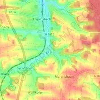 Topografische Karte Siegensdorf, Höhe, Relief