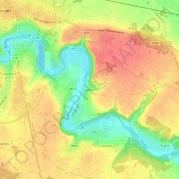 Topografische Karte Chambre, Höhe, Relief