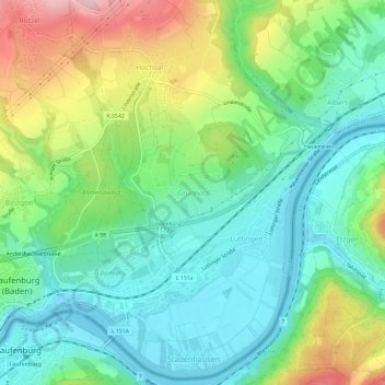 Topografische Karte Grunholz, Höhe, Relief