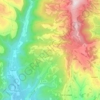 Topografische Karte Trezzolano, Höhe, Relief