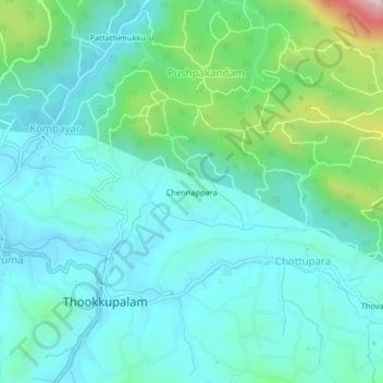 Topografische Karte Chennappara, Höhe, Relief