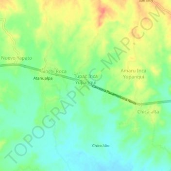 Topografische Karte Huascar, Höhe, Relief
