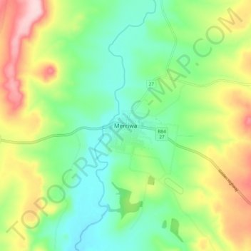 Topografische Karte Merriwa, Höhe, Relief