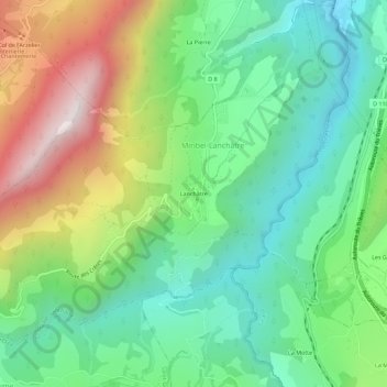 Topografische Karte Lanchâtre, Höhe, Relief