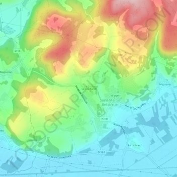 Topografische Karte Le Cochard, Höhe, Relief