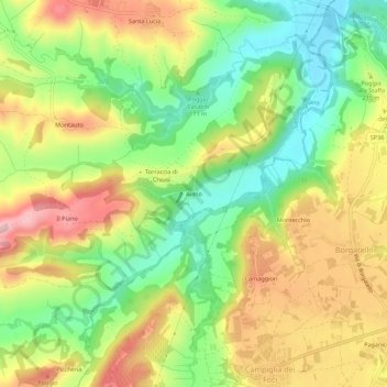 Topografische Karte Aiano, Höhe, Relief