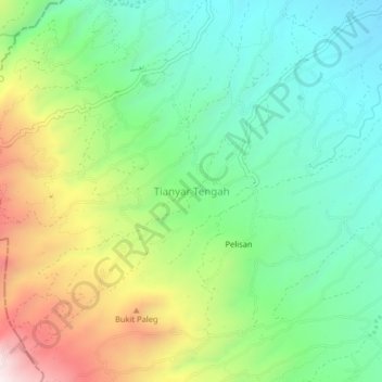 Topografische Karte Tianyar Tengah, Höhe, Relief