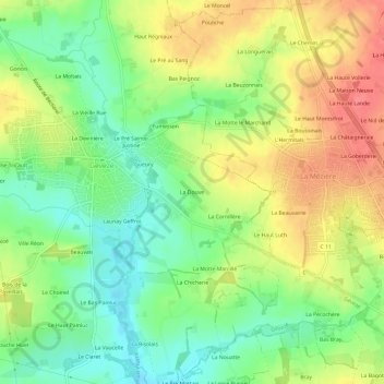 Topografische Karte La Douve, Höhe, Relief
