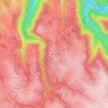 Topografische Karte Le Four, Höhe, Relief