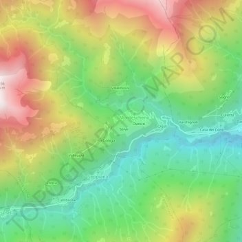 Topografische Karte Progno, Höhe, Relief