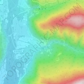 Topografische Karte Oliván, Höhe, Relief