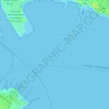 Topografische Karte Hobsons Bay, Höhe, Relief