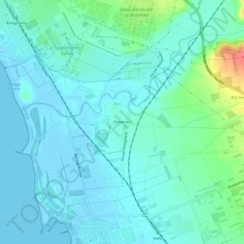 Topografische Karte Polveroni, Höhe, Relief