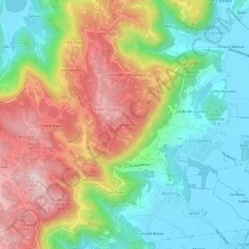 Topografische Karte C. Sermondi, Höhe, Relief